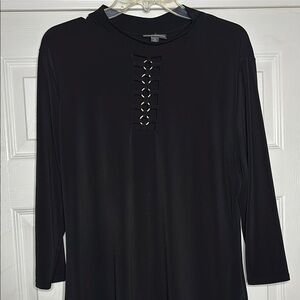 Bold Elements Black Blouse with Gold Rings XL